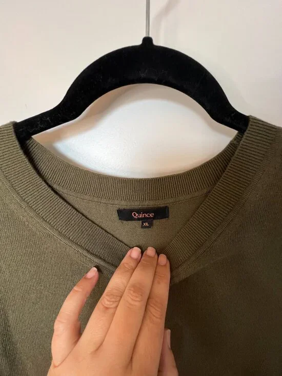 Quince XL Lightweight Cotton Cashmere Crew Sweater, Green - Picture 8 of 9